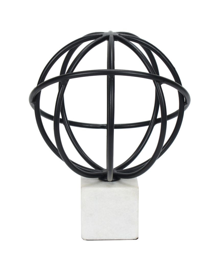 Black Iron Cosmic Wired Globe Décor Object | 9 x 8 x 11 inches