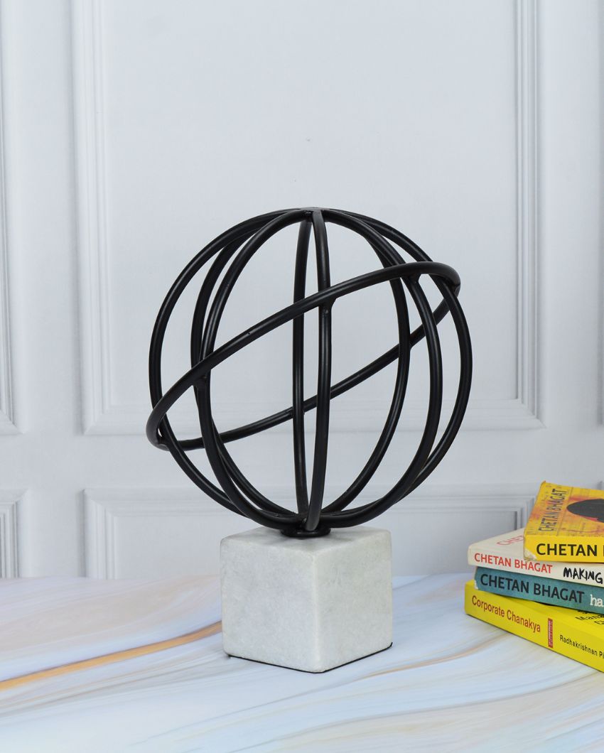 Black Iron Cosmic Wired Globe Décor Object | 9 x 8 x 11 inches