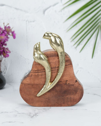 Nestled Moments Birds Wooden Sculpture | 8 x 3 x 10 inches