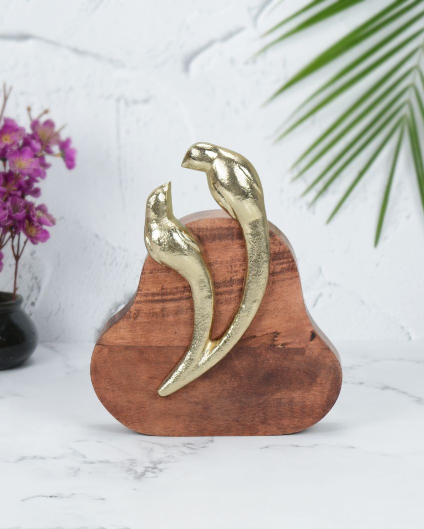 Nestled Moments Birds Wooden Sculpture | 8 x 3 x 10 inches