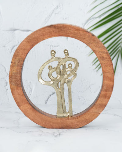 Cherished Circle Family Wooden Figurine  | 14 x 2 x 14 inches