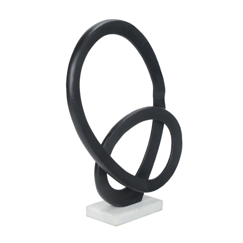 Sleek Glint of Black Decorative Sculpture Showpiece | 11 x 3 x 14 inches