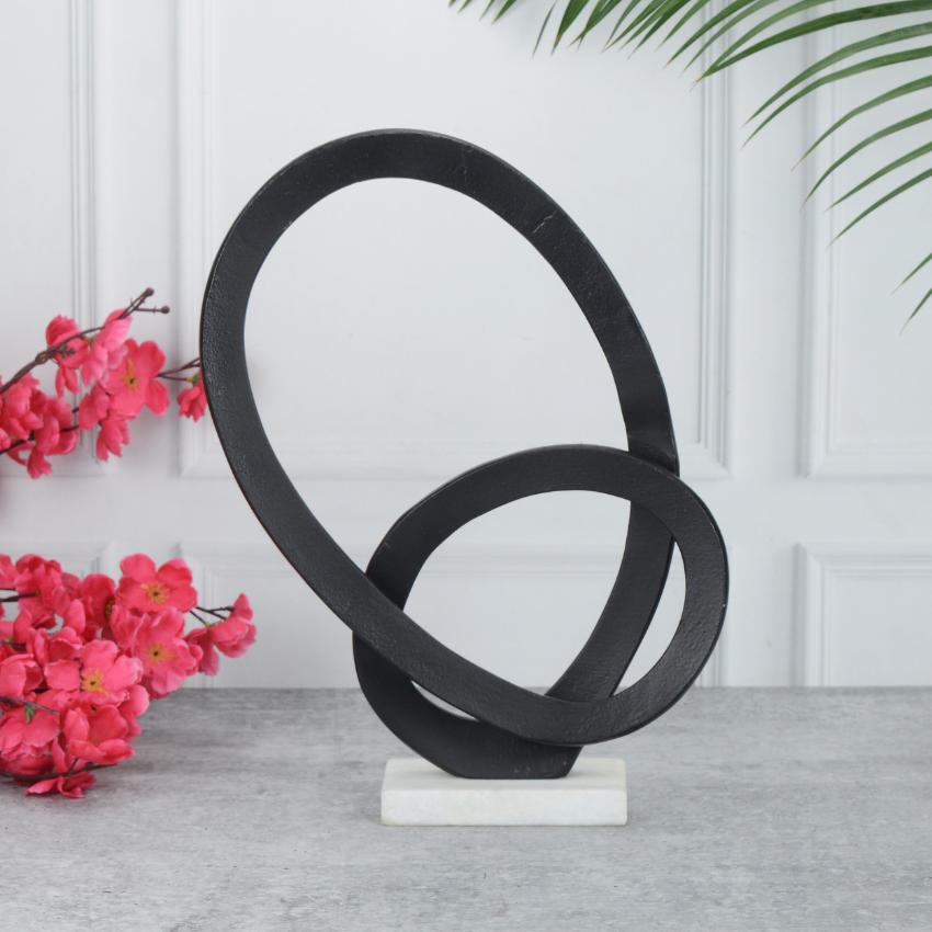 Sleek Glint of Black Decorative Sculpture Showpiece | 11 x 3 x 14 inches