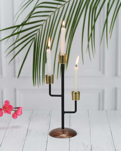 Mystique Black Elegant Triple Candle Holder | 4 x 10 inches