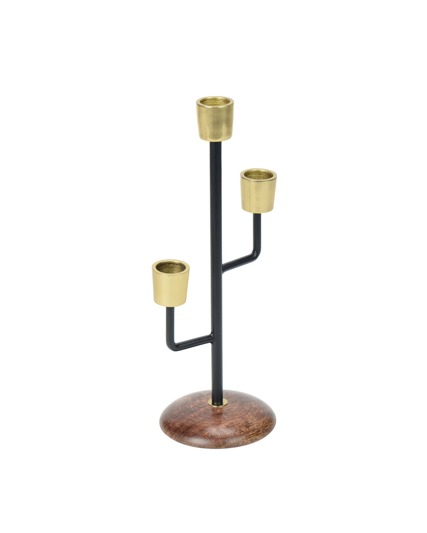 Mystique Black Elegant Triple Candle Holder | 4 x 10 inches