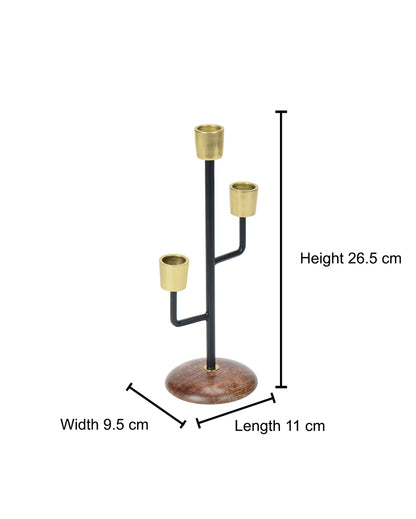 Mystique Black Elegant Triple Candle Holder | 4 x 10 inches