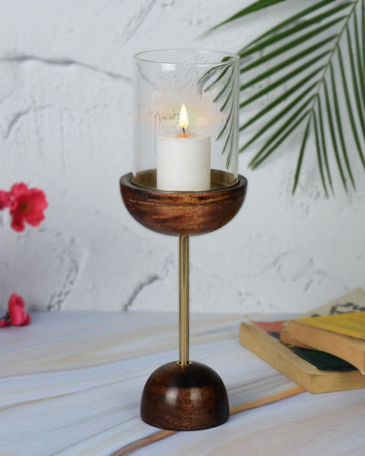 Flicker Fount Wooden Candle Holder | 5 x 5 x 14 inches