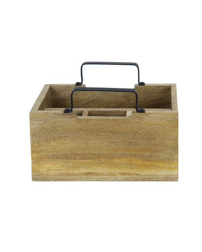 Timber Serve Wooden Cutlery Stand with Napkin Holder | 10 x 6 x 7 inches