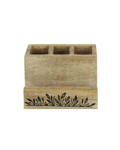 Wood Wave Cutlery Stand with Napkin Holder | 7 x 5 x 5 inches