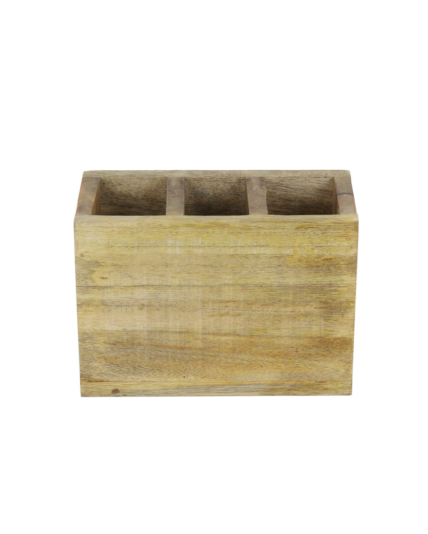 Wood Wave Cutlery Stand with Napkin Holder | 7 x 5 x 5 inches