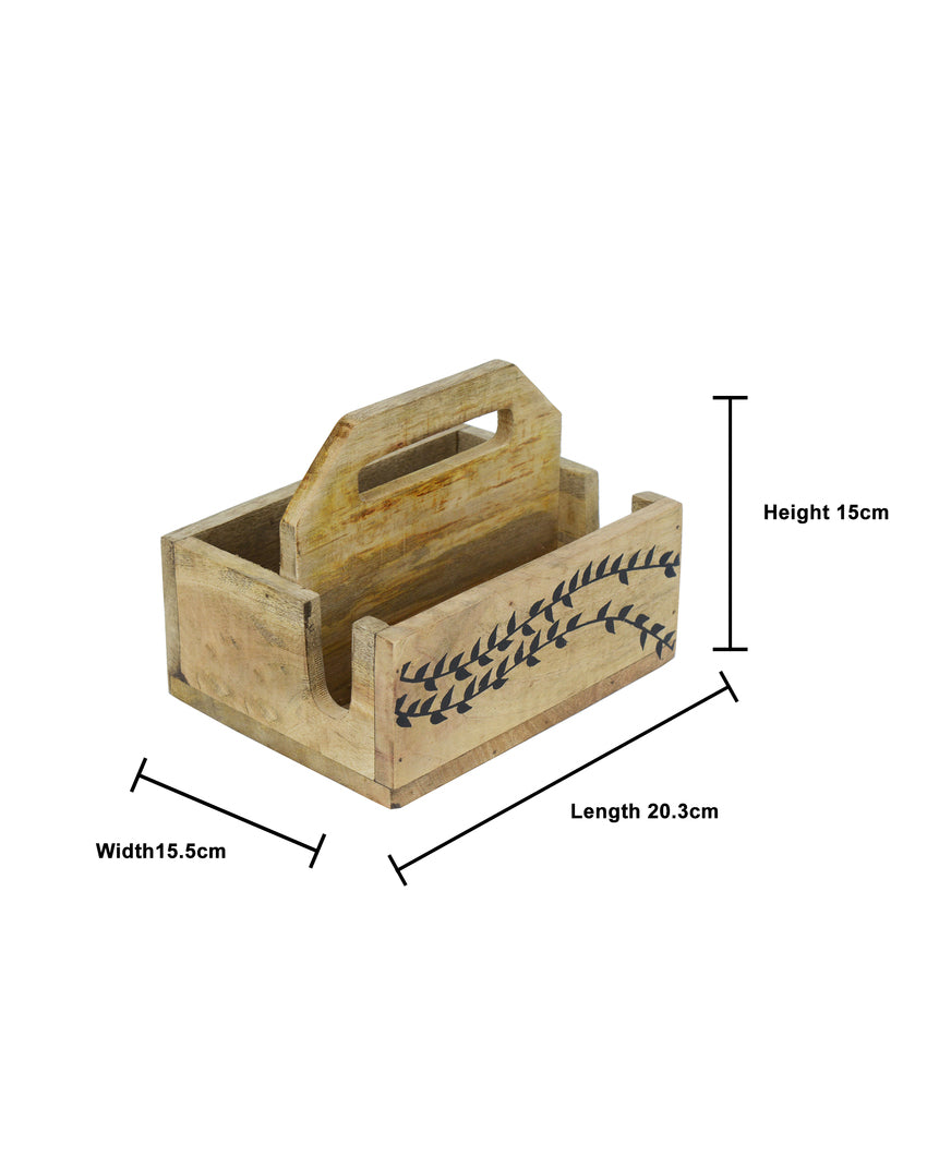 Wood Flow Duo Cutlery Stand with Napkin Holder | 8 x 6 x 6 inches