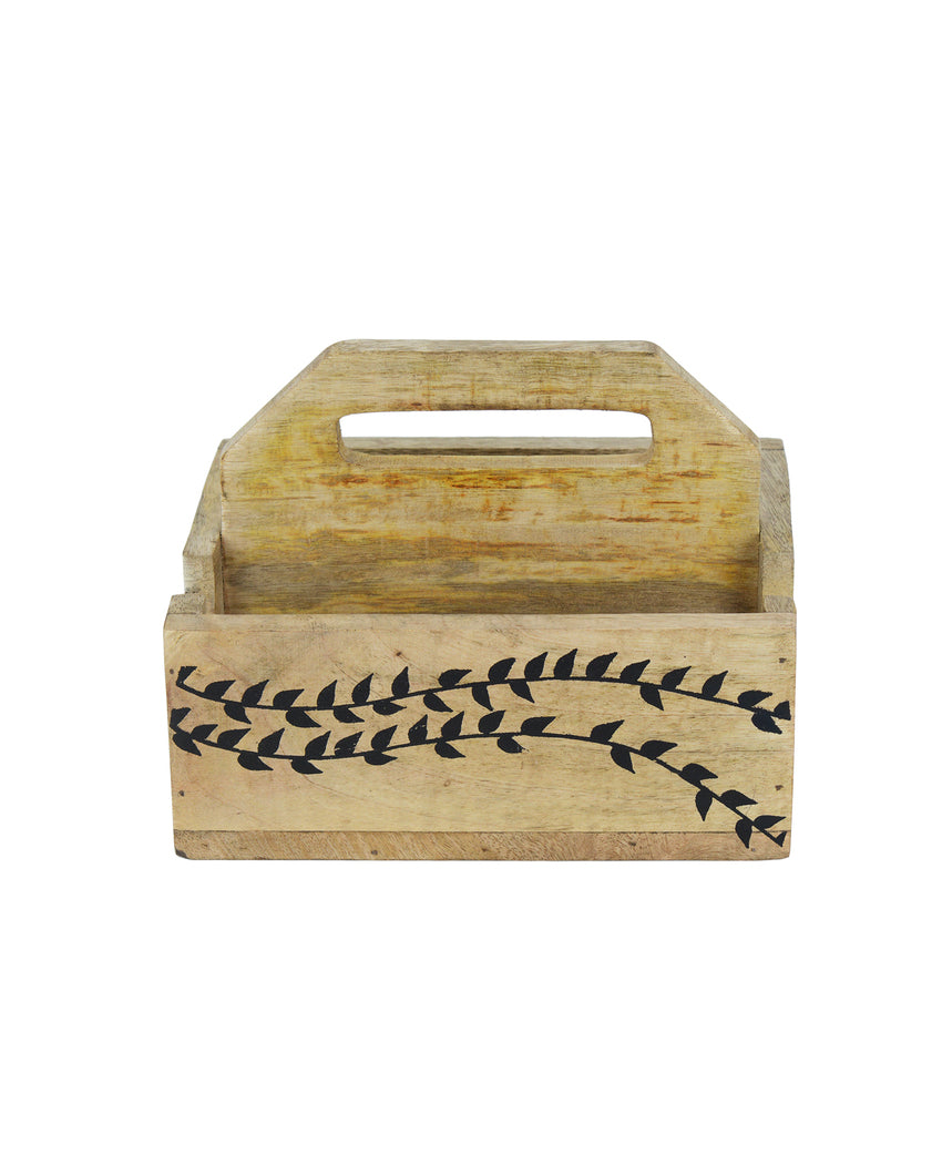 Wood Flow Duo Cutlery Stand with Napkin Holder | 8 x 6 x 6 inches