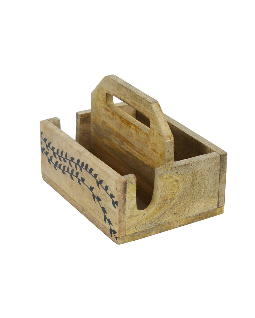 Wood Flow Duo Cutlery Stand with Napkin Holder | 8 x 6 x 6 inches