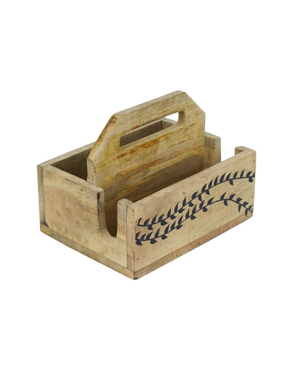 Wood Flow Duo Cutlery Stand with Napkin Holder | 8 x 6 x 6 inches