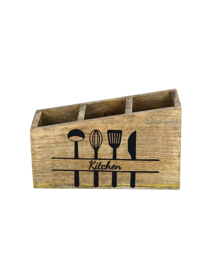 Fork Craft Wooden Cutlery Holder | 10 x 4 x 6 inches