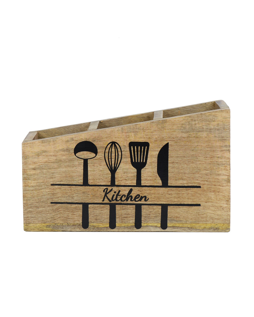 Fork Craft Wooden Cutlery Holder | 10 x 4 x 6 inches