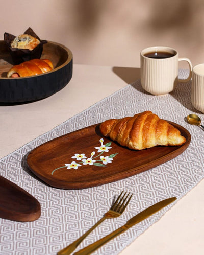Artisan Handprinted Wooden Decorative Serving Tray | 12 x 7 inches