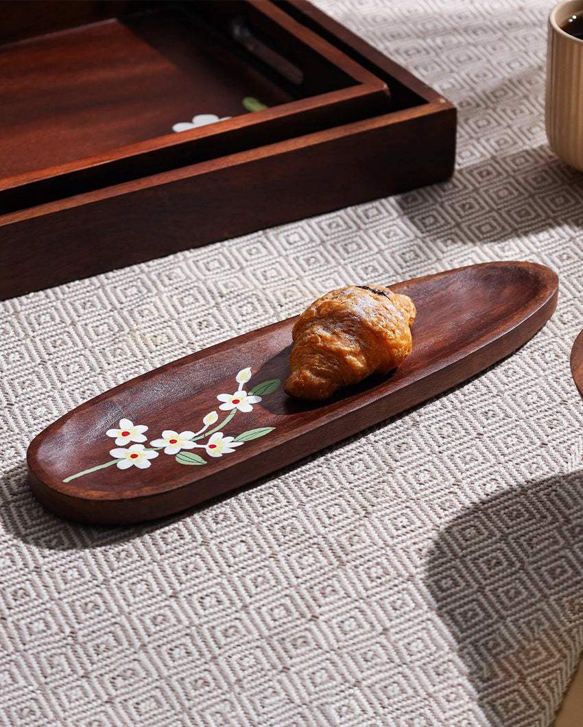 Classic Basic Printed Multipurpose Wooden Serving Tray | 13 x 6 x 4 inches