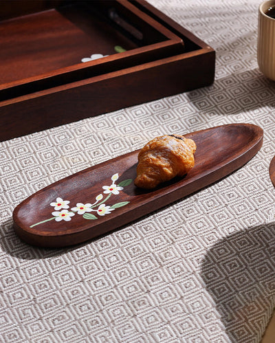 Classic Basic Printed Multipurpose Wooden Serving Tray | 13 x 6 x 4 inches