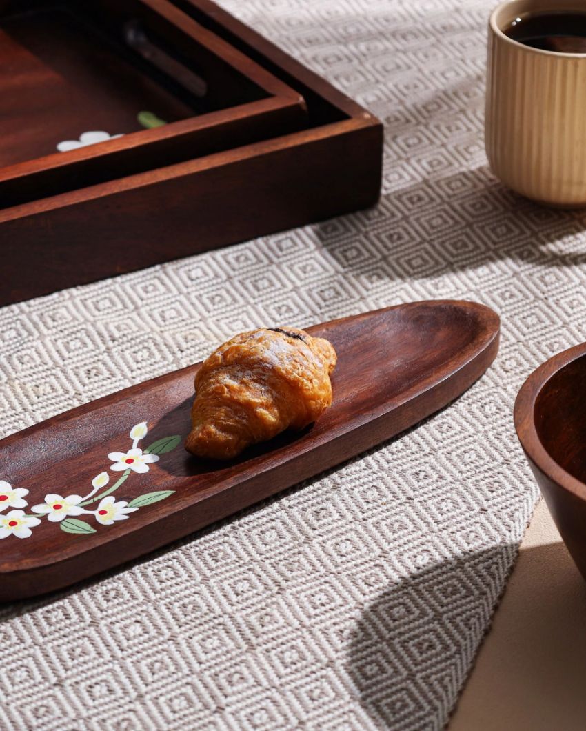 Classic Basic Printed Multipurpose Wooden Serving Tray | 13 x 6 x 4 inches