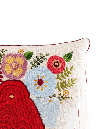 Kali Embroidered Bouquet Cushion Cover | 40 x 60 cm/ 16 x 14 inches