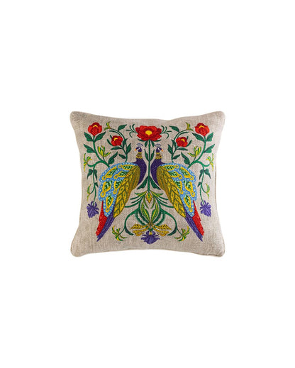 Nitya Peacock Cushion Cover| Grey  | 45 x 45 cm / 18 x 18 inches