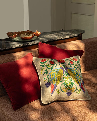 Nitya Peacock Cushion | Earthy Pink  | 45 x 45 cm / 18 x 18 inches