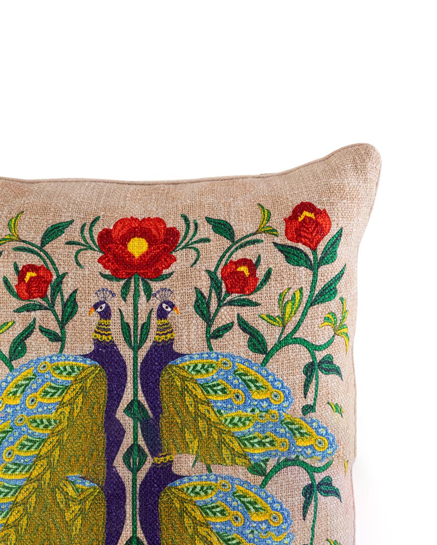 Nitya Peacock Cushion | Earthy Pink  | 45 x 45 cm / 18 x 18 inches