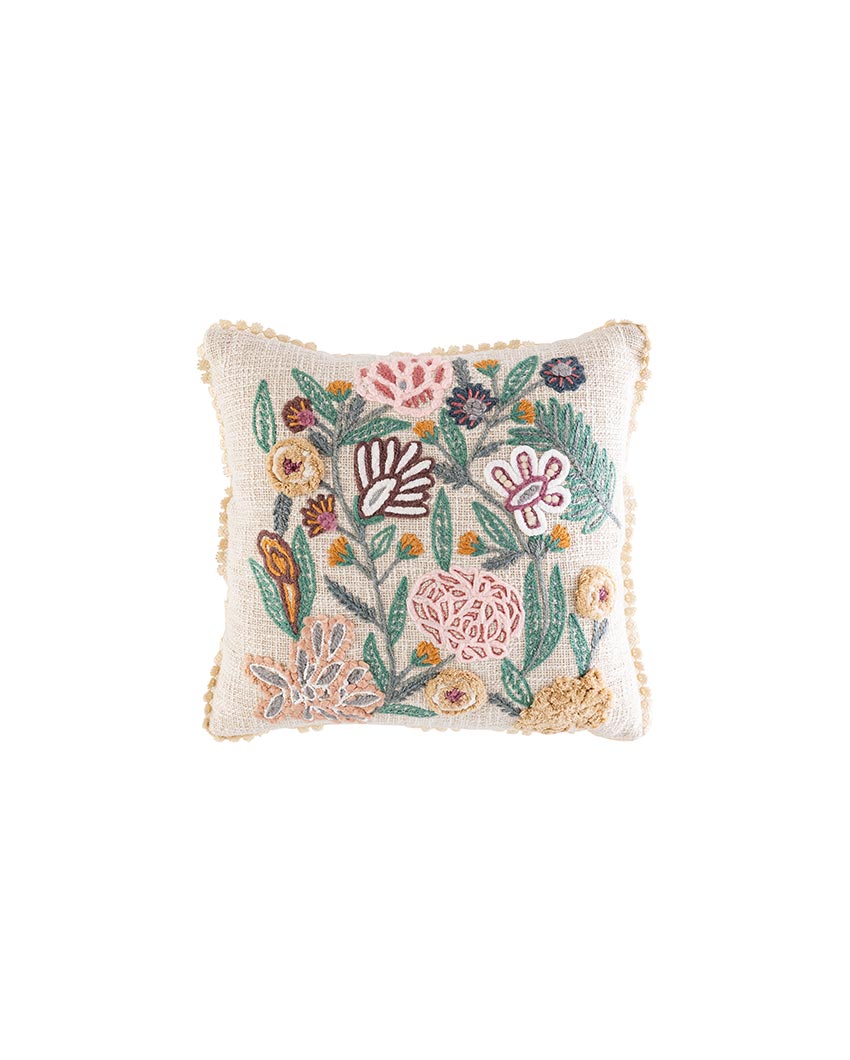 Shakuntala Embroidered Bunch Cushion Cover | 45 x 45 cm/18 x 18 inches