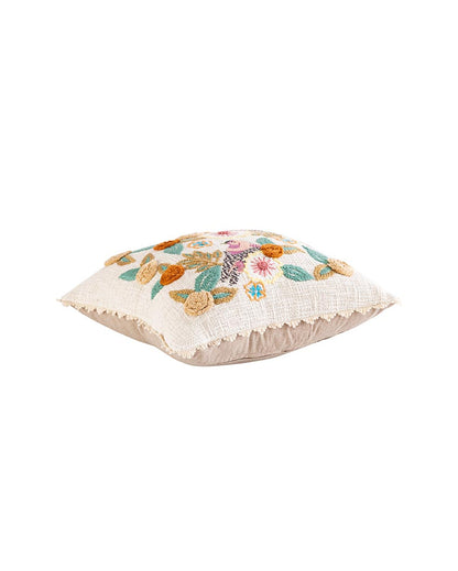 Shakuntala Embroidered Bird Cushion Cover | 45 x 45 cm / 18 x 18 inches