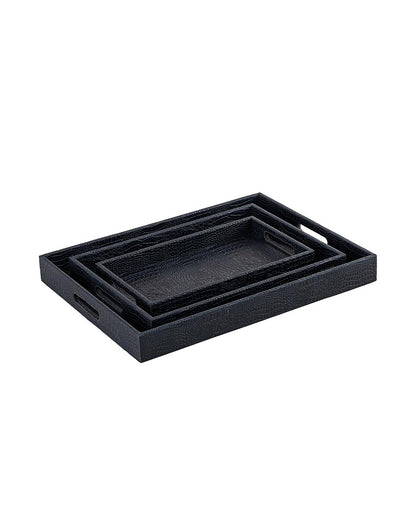 Ambar Luxurious Vegan Leather Serving Tray| Navy Small | 35 x 20 x 5 cm /14 x 8 x 2 inches