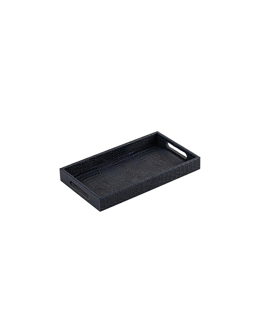 Ambar Luxurious Vegan Leather Serving Tray| Navy Small | 35 x 20 x 5 cm /14 x 8 x 2 inches