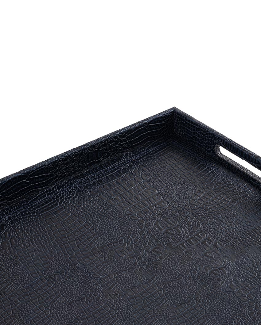 Ambar Luxurious Vegan Leather Serving Tray| Navy Small | 35 x 20 x 5 cm /14 x 8 x 2 inches