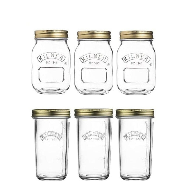 Mouth Screw Top Preservation with Square Glass Clip Top Jars | Pack of 6 | 500 ml