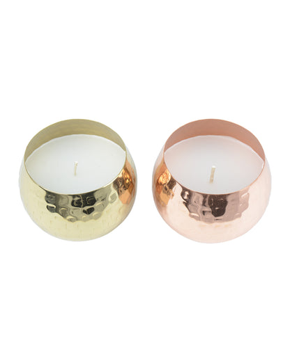 Amber Glow Scented Ambiance Metal Candle Jar Set | Pack of 2 | 7.6 x 7.6 cm / 3 x 3 inches