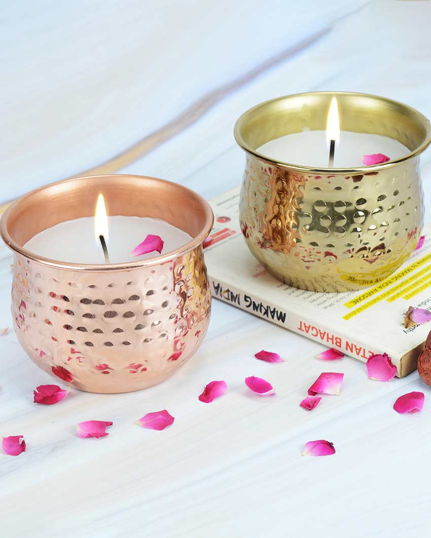 Amber Oasis Relaxation Metal Candle Jar Set | Pack of 2 | 10.2 x 7.6 cm / 4 x 3 inches