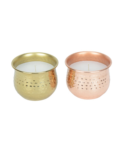 Amber Oasis Relaxation Metal Candle Jar Set | Pack of 2 | 10.2 x 7.6 cm / 4 x 3 inches