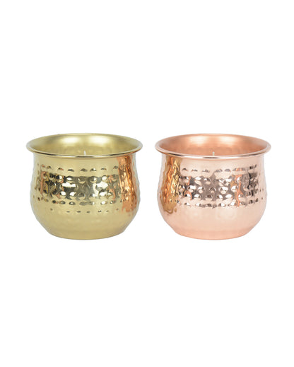 Amber Oasis Relaxation Metal Candle Jar Set | Pack of 2 | 10.2 x 7.6 cm / 4 x 3 inches