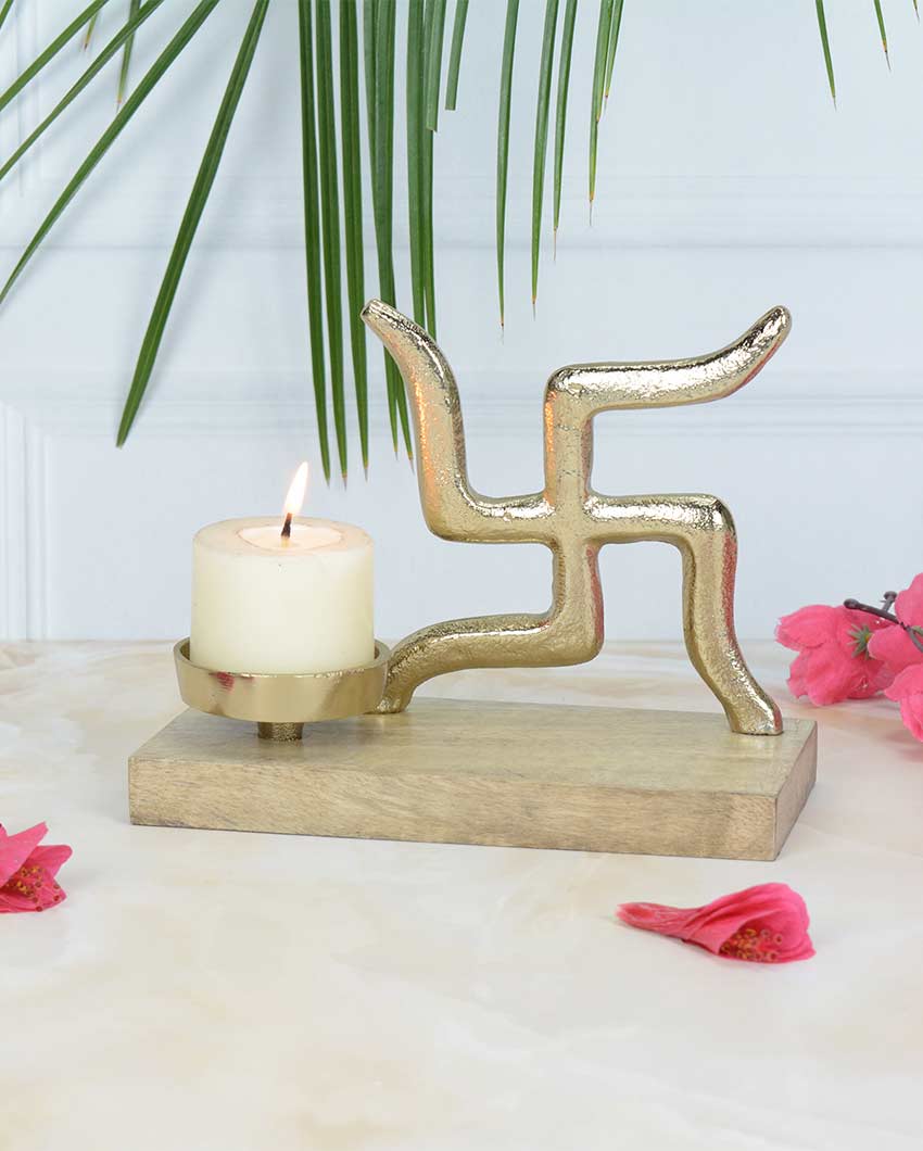 Swastik Traditional Festive Candle Holder | 7 x 4 x 6 inches