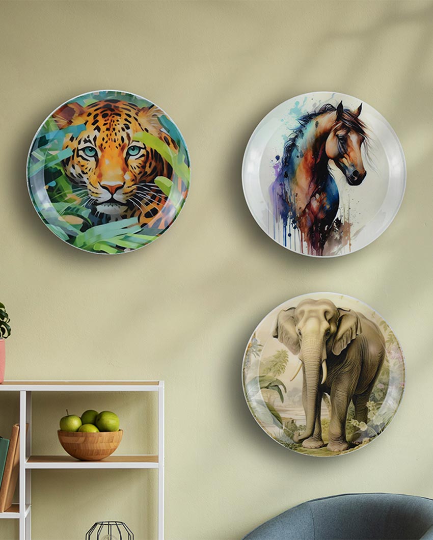 Animals Themed Wall Decorative Plate Set | Pack of 3 | 10 x 10 inches