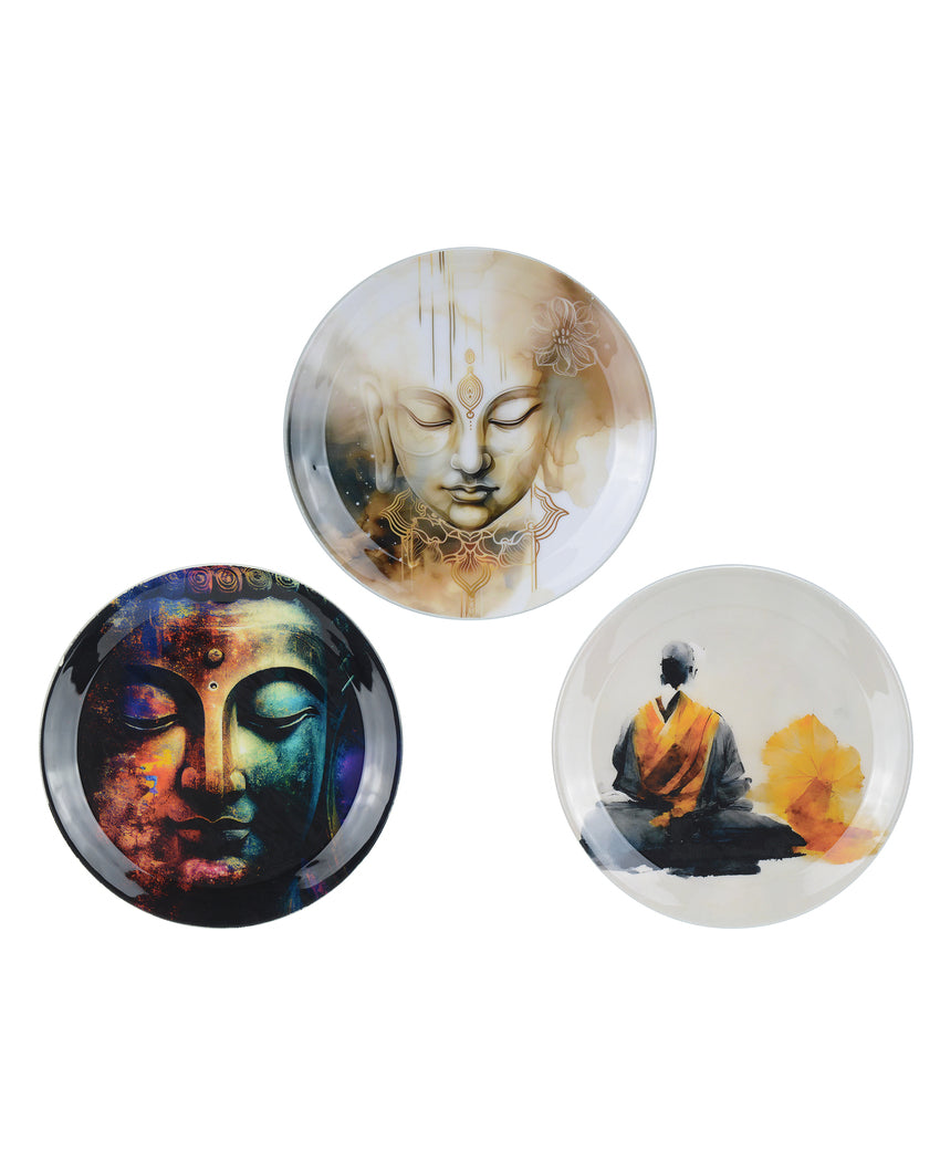 Buddha Themed Wall Decorative Plate Set | Pack of 3 | 10 x 10 inches