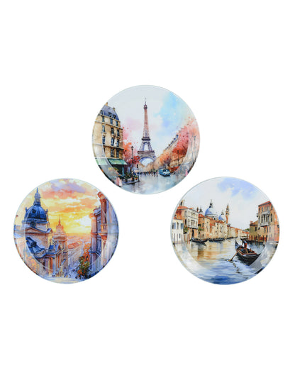 Modern Cities Wall Decorative Plate Set | Pack of 3 | 10 x 10 inches