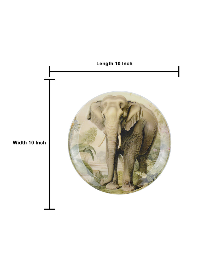 Tusker Elephant Wall Decorative Plate | 10 x 10 inches