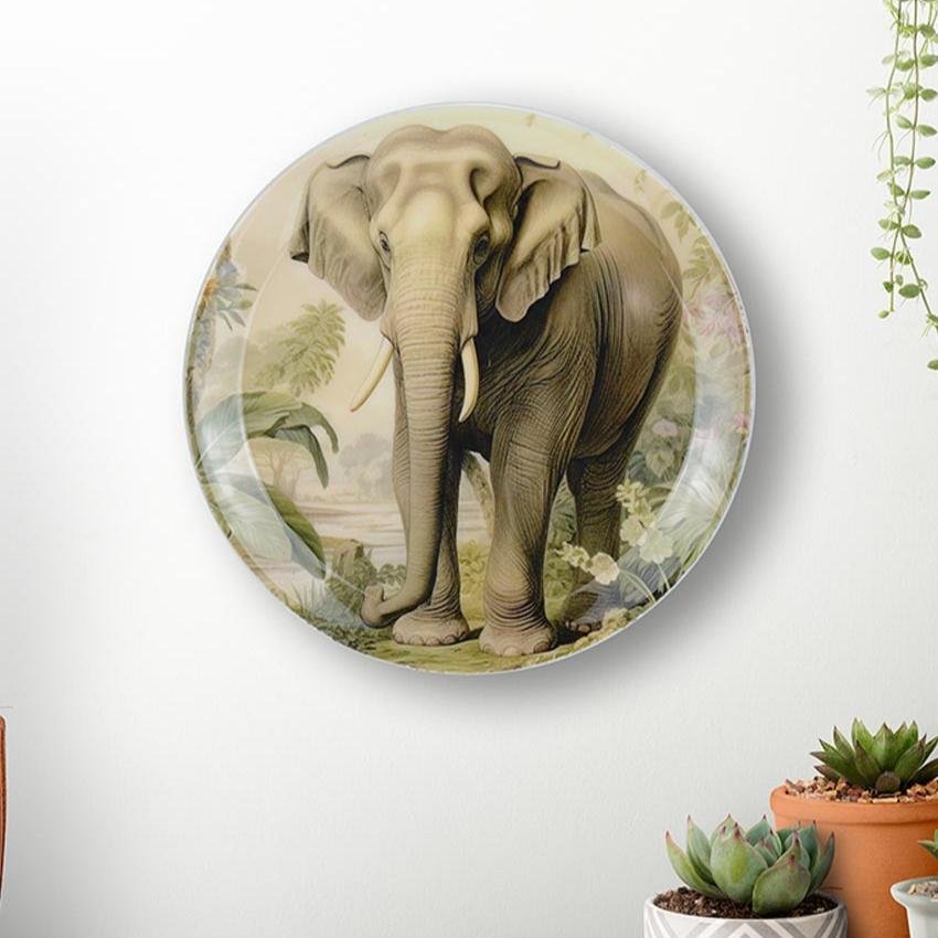 Tusker Elephant Wall Decorative Plate | 10 x 10 inches