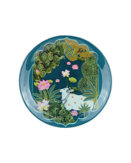 Pichwai Cow III Wall Decorative Plate | 10 x 10 inches