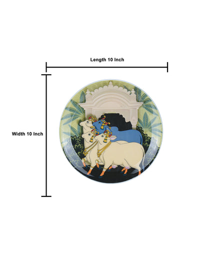 Pichwai Cow II Artistic Wall Decorative Plate | 10 x 10 inches