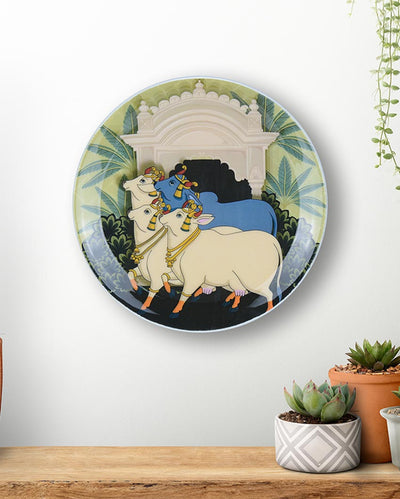 Pichwai Cow II Artistic Wall Decorative Plate | 10 x 10 inches