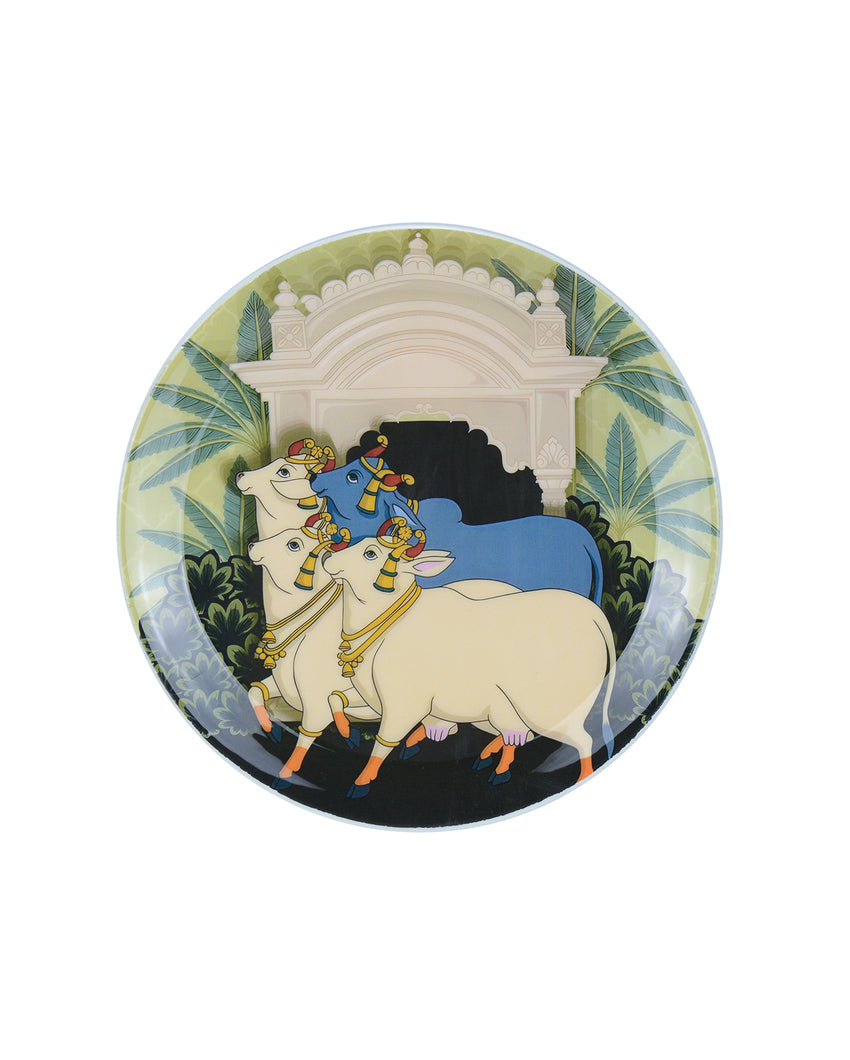 Pichwai Cow II Artistic Wall Decorative Plate | 10 x 10 inches