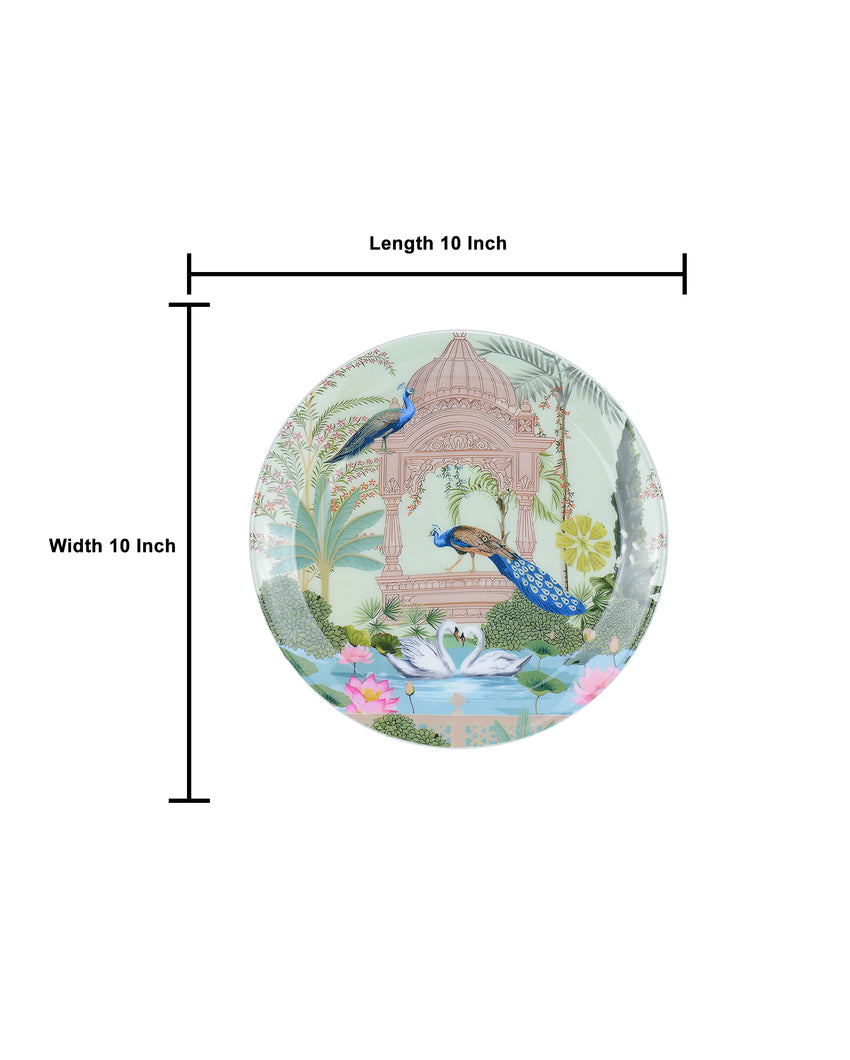 Peacock Painted Wall Decorative Plate | 10 x 10 inches