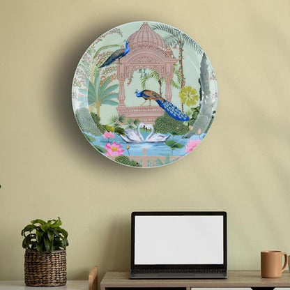 Peacock Painted Wall Decorative Plate | 10 x 10 inches